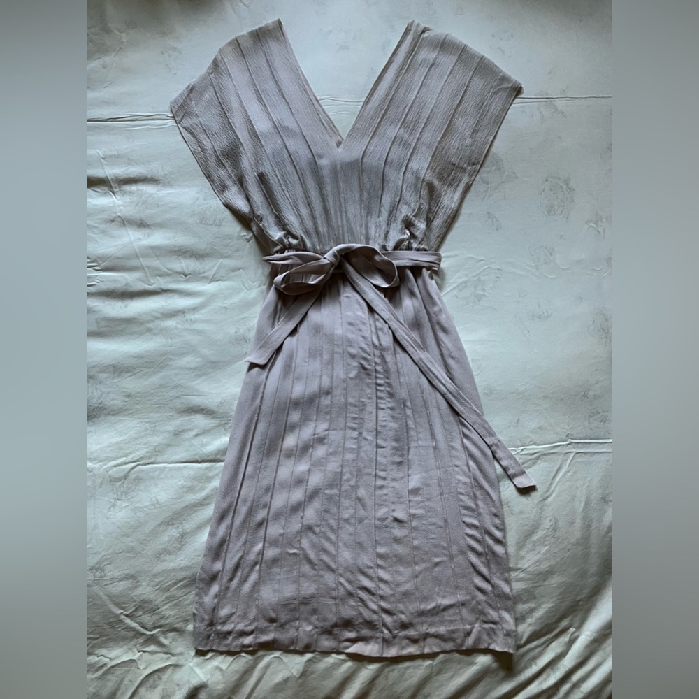 DIANE VON FURSTENBERG sand pink Malena pintucked dress, sz 4